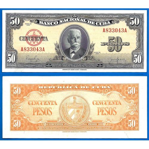 Cuba 50 Pesos 1950 Iniguez Caraibe Amerique Kuba Peso Billet