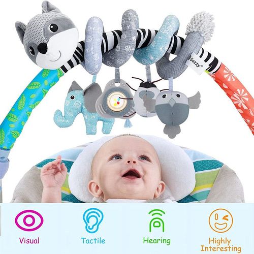 Spirale Jouets, Pour Bébés, Spirale D'activité Avec Jouets À Suspendre À La Poussette Pour Landau Ou Au Lit De Bébé Petit Renard