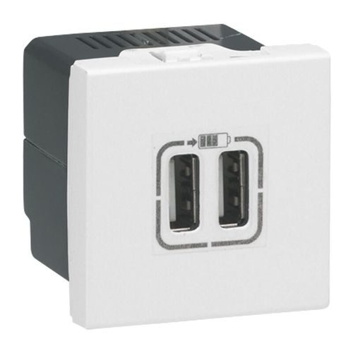 Chargeur 2 USB MOSAIC type-A 2,4A 2 modules 230V blanc - LEGRAND - 077594