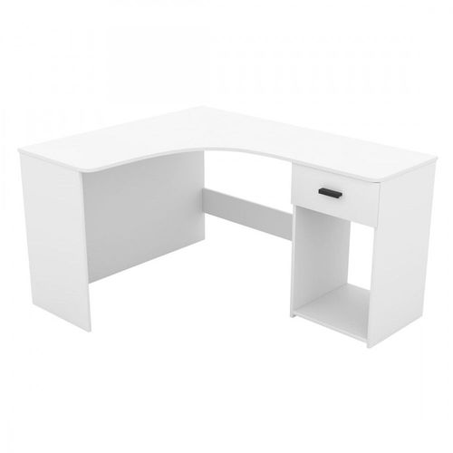 Bureau D'angle Design Avec Nombreux Rangements Collection Louane Coloris Blanc.