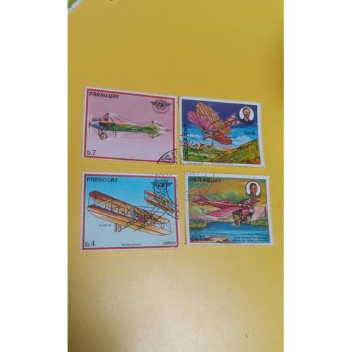 Timbre Paraguay Avion Vieux Coucou Vielle Avion Lot De 4 Ref 33401