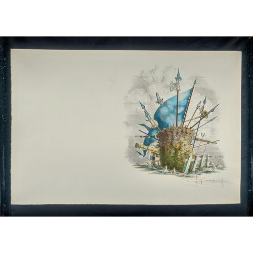 Lithographie Cyrano De Bergerac Planche N°5 R. Carrance Papier Vélin D’Arches
