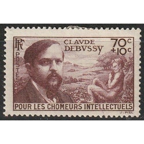 Claude Debussy, Au Profit Des Chômeurs Intellectuels (Surtaxe). Timbre Neuf* Avec Charnière 1939 N° 437