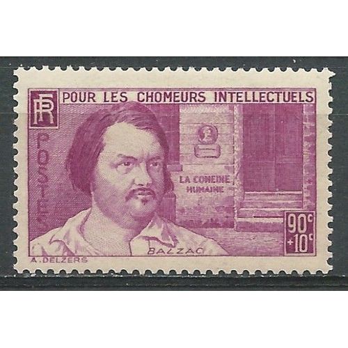 Pour Les Chômeurs Intellectuels, Honoré De Balzac, Timbre France Neuf** 1939 N° 438