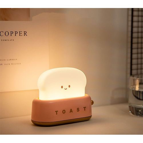 Veilleuse Mignonne,Lampe Toast Pour Enfants,Rechargeable Par Usb,Avec Minuteur,Lampe De Chevet Portable Cadeau Pour Filles Garçons(Rose)