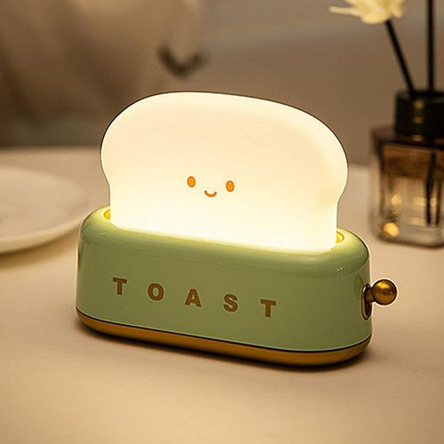 Veilleuse Mignonne,Lampe Toast Pour Enfants,Rechargeable Par Usb,Avec Minuteur,Lampe De Chevet Portable Cadeau Pour Filles Garçons(Vert)