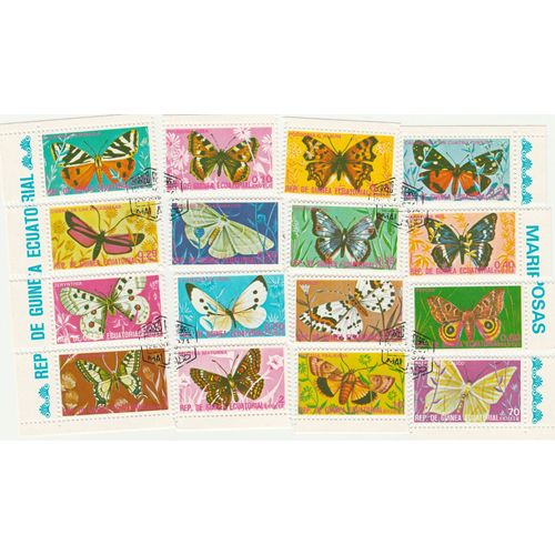 16 Timbres De Guinée Equatoriale - Animaux - Papillons
