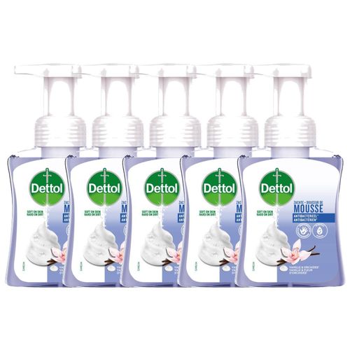 Dettol Lot De 5 Flacons Pompe De 250 Ml Douceur De Mousse ¿ Vanille & Orchidee 