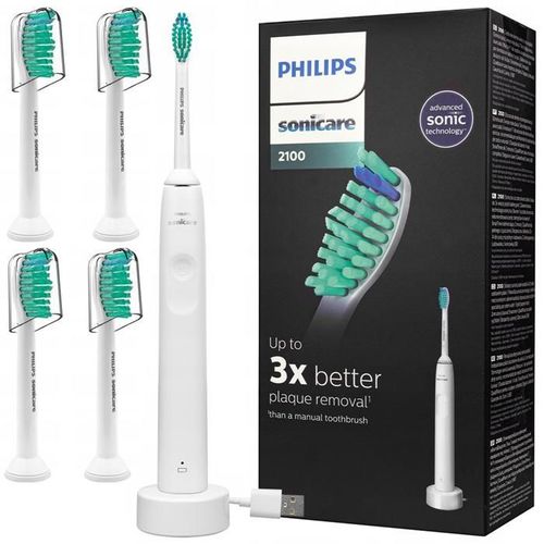 Brosse À Dents Philips Hx3651/13 Blanche + 4 Embouts De Brosse À Dents Philips Proresult D'origine 