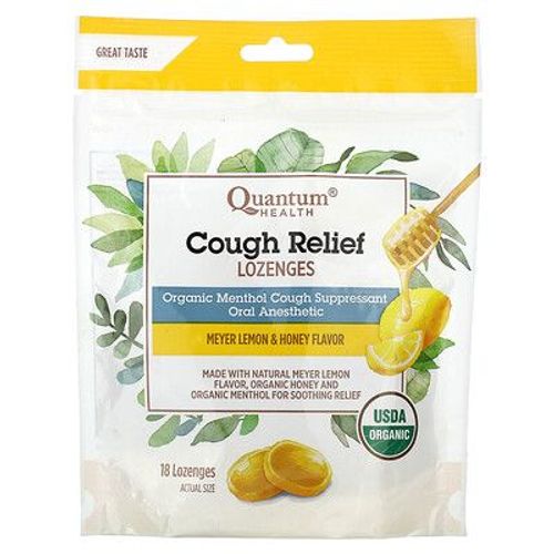 Quantum Health, Pastilles Pour Soulager La Toux, Citron Meyer Et Miel, 18 Pastilles
