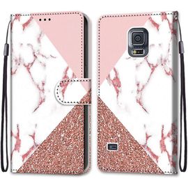 Pochette Coque Pour Samsung Galaxy S5 Cuir Flip Pu Avec Tpu Silicone Antichoc Housse Support Portable Wallet Coque Elegant Protection Etui Pour Samsung Galaxy S5,Motif A Trois Pierres