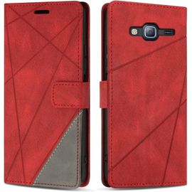 Coque Pour Galaxy J3 2016, Protection Housse Etui En Cuir Pu Portefeuille Livre Pour Galaxy J3 2016, Emplacements Cartes, Fonction Support, Rouge