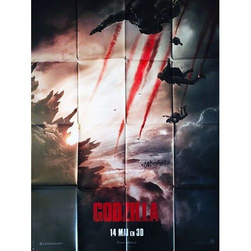 Godzilla -Véritable Affiche De Cinéma Pliée- Format 120x160 Cm -De Gareth Edwards (2) Avec Aaron Taylor-Johnson, Elizabeth Olsen, Bryan Cranston, David Strathairn, Juliette Binoche, Ken Watanabe- 2014