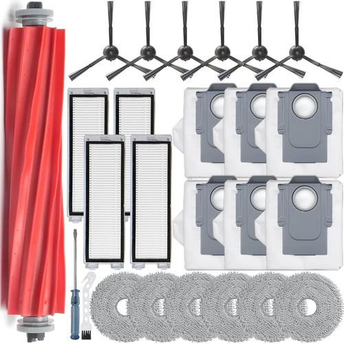 23 Piece Accessory Set,Compatible with Roborock QRevo/Roborock P10,Robot Vacuum Accessories,1 Main Brush,4 HEPA Filters,6 Side Brushes,6 Wipes,6 Bags