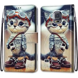 Coque En Pu Cuir Pour Samsung Galaxy S5 Etui Flip Cover Clapet De Protection Portefeuille Avec Motif Chat Daventure Housse Magnetique Case Wallet Antichoc Cover Pour Samsung Galaxy S5 5.1