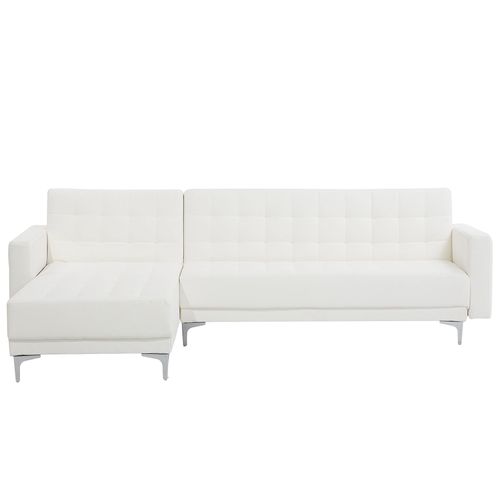 Canapé Angle Droit Convertible En Cuir Pu Blanc 4 Places Aberdeen