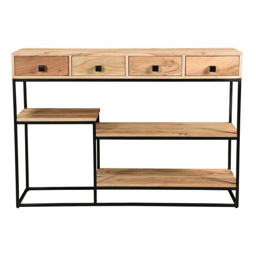 Console 4 Tiroirs En Acacia Et M?Tal Noir L115 Cm Grenelle