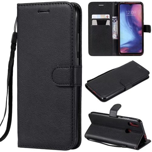 Compatible Avec Coque Xiaomi Redmi Note 7 Pro, Flip Rabat Cuir Portefeuille Housse Avec Fentes Pour Cartes, Magnetique Fonction Stand Etui A Rabat Noir & 2x Verre Trempe