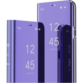 Samsung Galaxy A52 Miroir Housse Coque Etui A Rabat, Mirror Smart View Standing 360° Protecteur Etui Coque Pour Samsung Galaxy A52. Flip Mirror: Purple