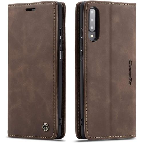 Coque Compatible Avec Samsung Galaxy A30s/A50s/A50,Etui En Cuir Flip Housse Portefeuille Avec Magnetique Case Bumper Coque-Cafe