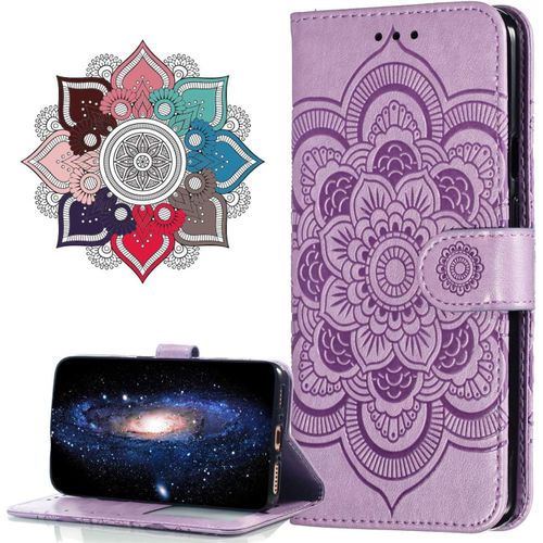 Cuir Premium Coque Pour Xiaomi Mi Note 10, [Stand Support] [Porte-Cartes De Credit] [Fermeture Magnetique] Portefeuille Etui Housse Pour Xiaomi Mi Note 10 Pro. Ld Mandala Purple