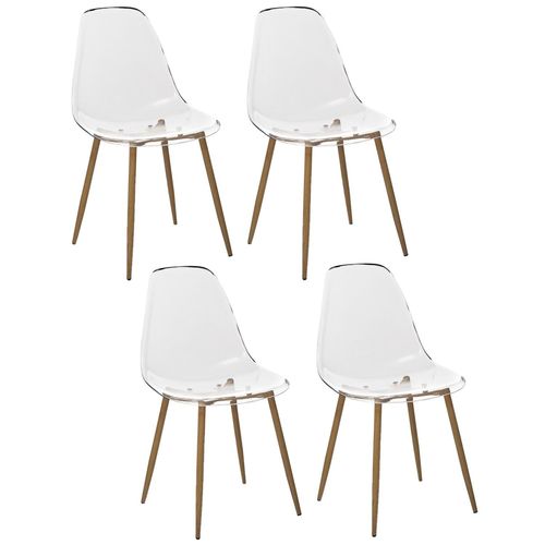 Lot De 4 Chaises Thao En Polycarbonate - Transparent Et Beige