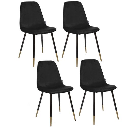 Lot De 4 Chaises Design Velours Tyka - Noir