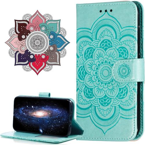 Cuir Premium Coque Pour Xiaomi Redmi Note 6 Pro, [Stand Support] [Porte-Cartes De Credit] [Fermeture Magnetique] Portefeuille Etui Housse Pour Xiaomi Redmi Note 6 Pro. Ld Mandala Green