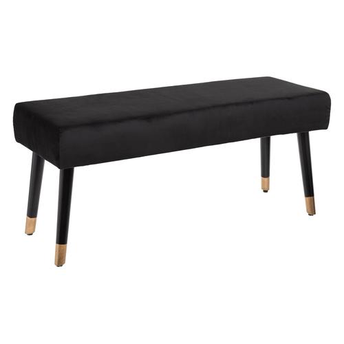 Banc En Polyester Effet Velours Salomé L.100 X P.35x Cm - Noir