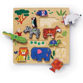 9 pièces en bois heureux Zoo Puzzle d'apprentissage bébé enfants