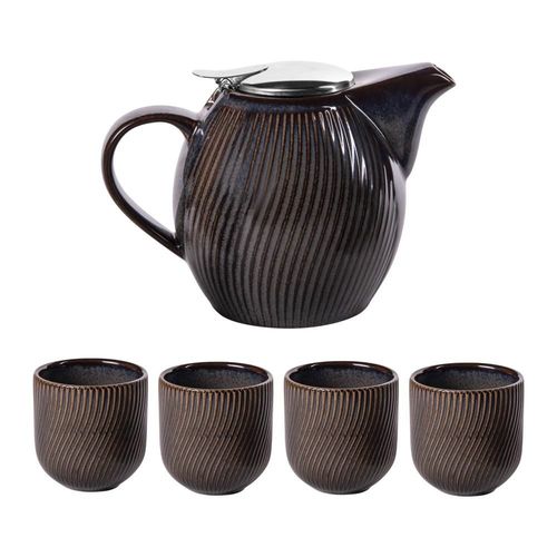 Coffret Théière Mao Noir 0,9l Et 4 Gobelets