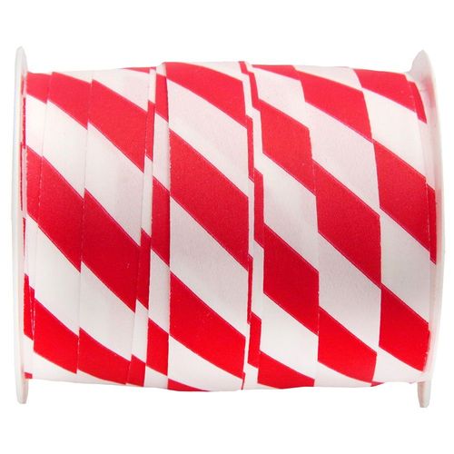 Bolduc Plastique Rayures 10mmx10m Rouge Blanc