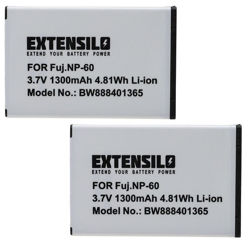 EXTENSILO 2x Batterie compatible avec Aiptek Pocket DV Z100LE, DV Z100Pro, DV Z200LE appareil photo, reflex numérique (1300mAh, 3,7V, Li-ion)