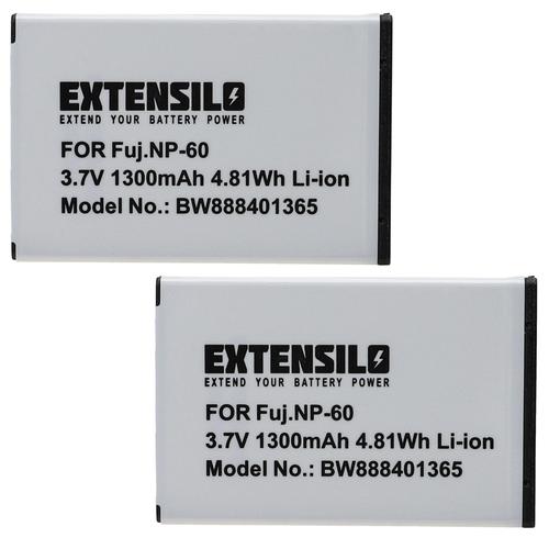 EXTENSILO 2x Batterie compatible avec Polaroid DVC-00725F appareil photo, reflex numérique (1300mAh, 3,7V, Li-ion)
