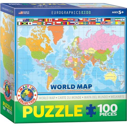 Eurographics Kids Puzzle Carte Du Monde - 100 Pièces