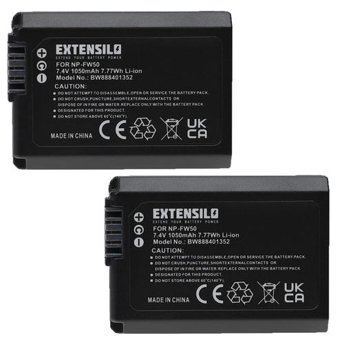 EXTENSILO 2x Batterie compatible avec Sony Alpha A6000, A6300, A7R II, A6400, A7r ILCE-7K appareil photo, reflex numérique (1050mAh, 7,4V, Li-ion)