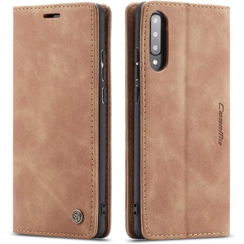 Coque Compatible Avec Samsung Galaxy A30s/A50s/A50,Etui En Cuir Flip Housse Portefeuille Avec Magnetique Case Bumper Coque-Brun