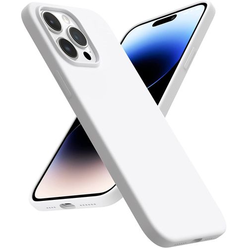 Coque Iphone 14 Pro Max,Coque Silicone Liquide Pour Iphone 14 Pro Max(6.7""),Étui Protection Complète, Cover Antichoc À 3 Structure,Microfibre Douce Empêche Les Rayures,Coque En Silicone-Blanc