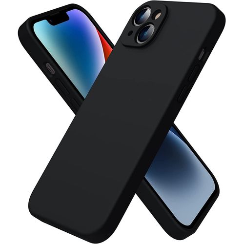 Coque Iphone 14 Plus, Coque Silicone Liquide Pour Iphone 14 Plus (6.7''), Avec 1 Verre Trempé, Surélevée Pour Écran & Caméra, Case Maxtection Complète 360 Degré, Coque En Silicone-Noir