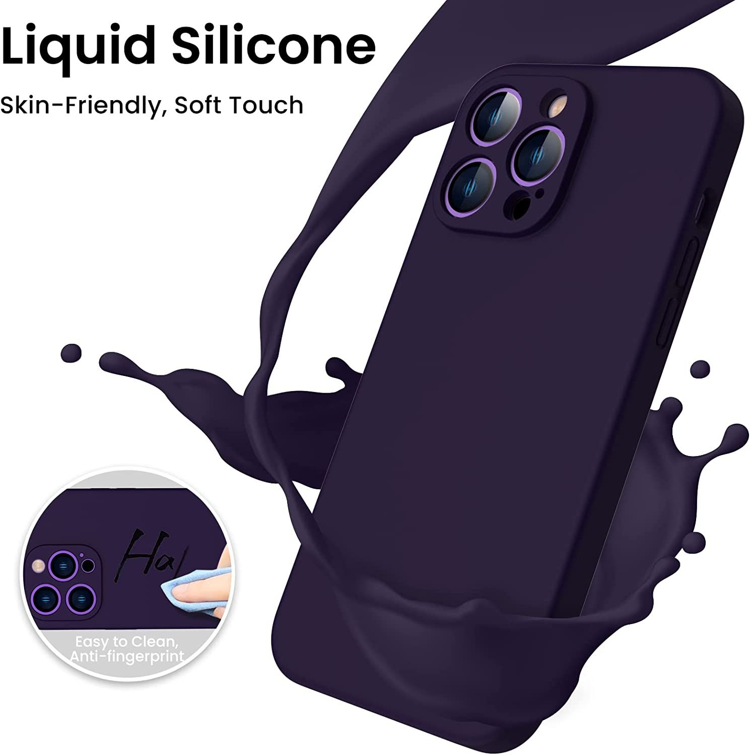 Coque Iphone 14 Pro Max,Coque Silicone Liquide Pour Iphone 1... - 10