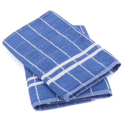 Lot De 2 Torchons De Cuisine Éponge 50x50 Cm Coton New Squares Bleu