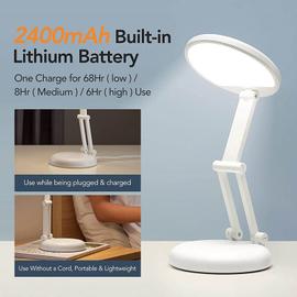 Lampe de Bureau LED Portable & Pliable, Lampe de Bureau sans Fil Lampe LED  Rechargeable, Lampe de Chevet sans Fil¿2400mAh