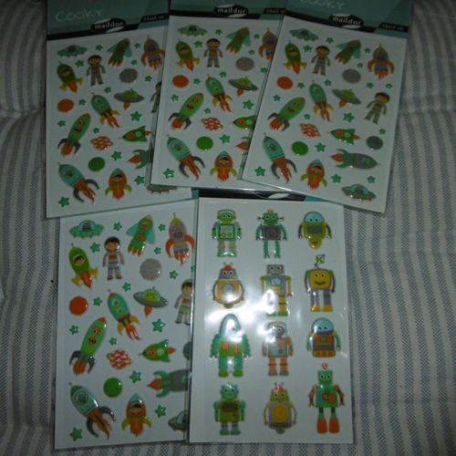 Sachet De Stickers 3d Missions Spatiales Maildor Cooky Lot De 5