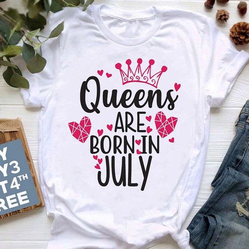 Golden Crown Queen Are Born In January To December Graphic Print T-Shirt For Women Clothes","Birthday Gift