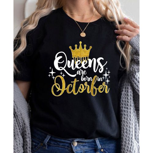 Golden Crown Queen Are Born In January To December Graphic Print T-Shirt For Women Clothes","Birthday Gift