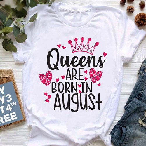 Golden Crown Queen Are Born In January To December Graphic Print T-Shirt For Women Clothes","Birthday Gift
