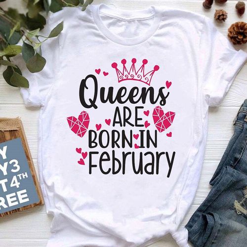 Golden Crown Queen Are Born In January To December Graphic Print T-Shirt For Women Clothes","Birthday Gift
