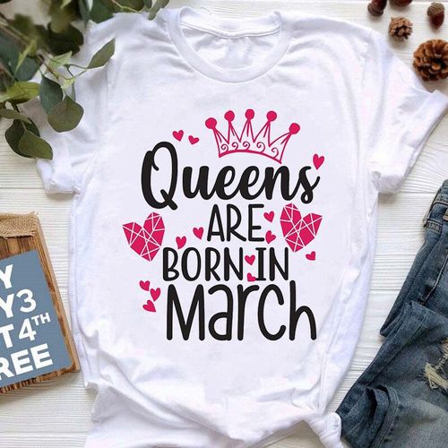 Golden Crown Queen Are Born In January To December Graphic Print T-Shirt For Women Clothes","Birthday Gift