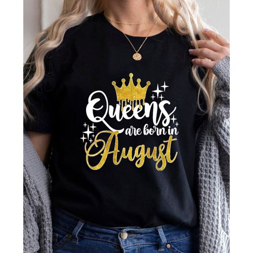 Golden Crown Queen Are Born In January To December Graphic Print T-Shirt For Women Clothes","Birthday Gift
