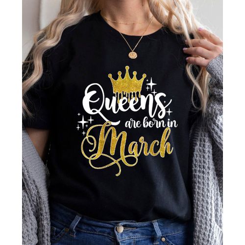 Golden Crown Queen Are Born In January To December Graphic Print T-Shirt For Women Clothes","Birthday Gift